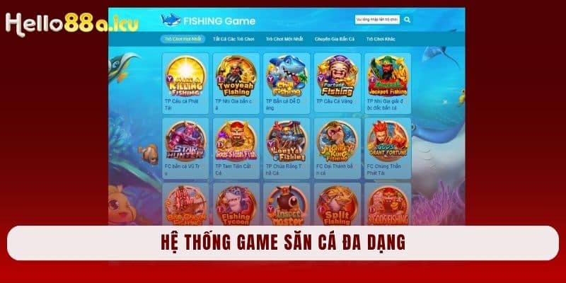 Hệ thống game săn cá đa dạng